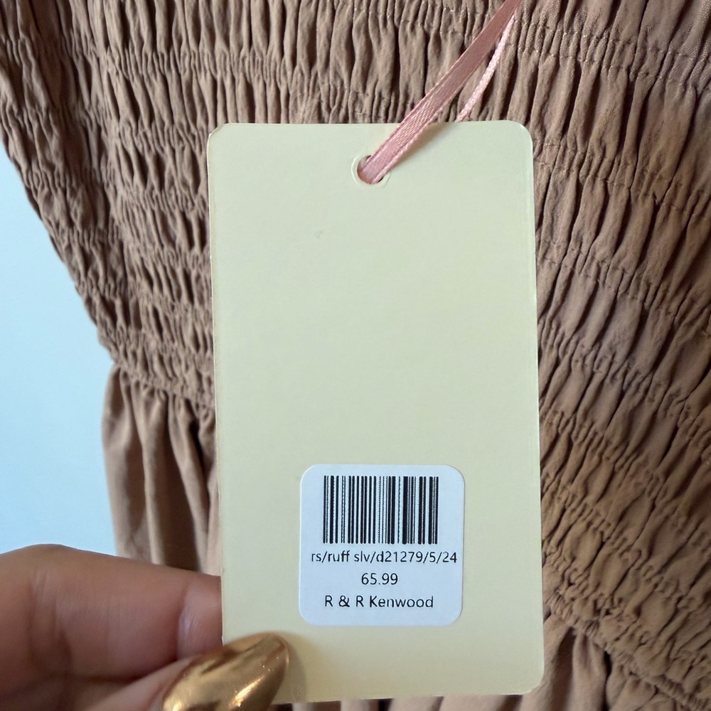 Entro Medium Tan Ruffle Midi Dress - Picture 6 of 10